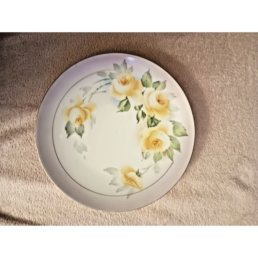 Antique PT Bavaria Studio Hand Painted Artist Signed Yellow Rose Plate Vintage